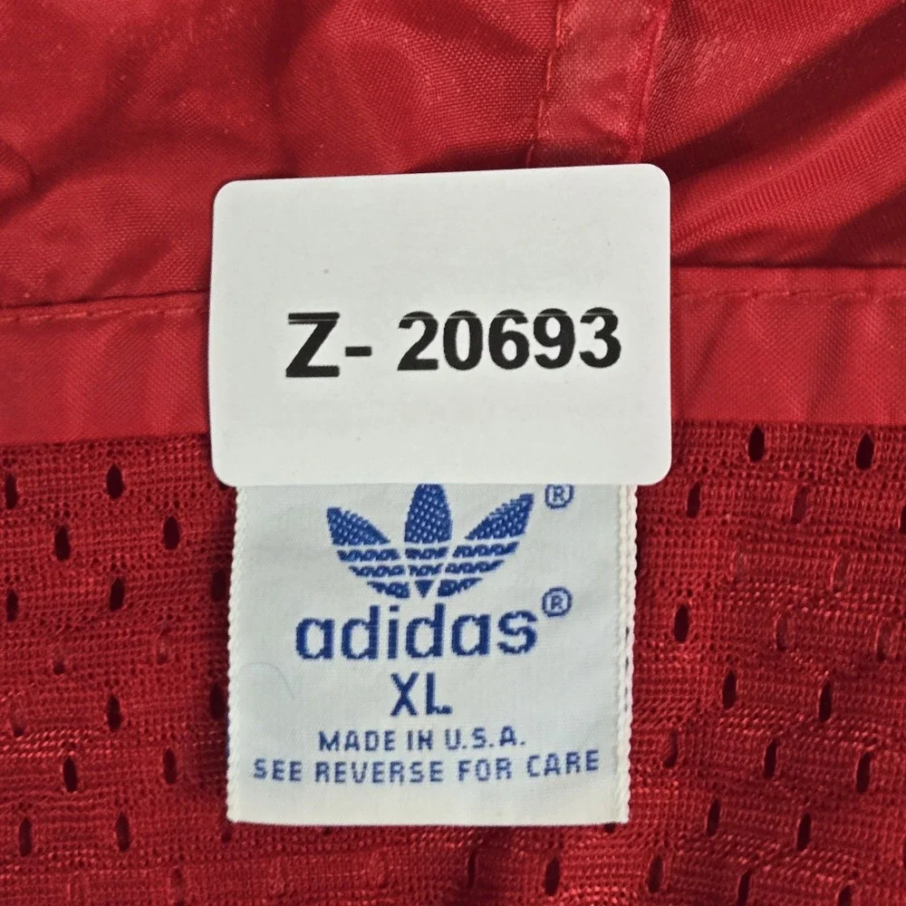 VINTAGE Adidas Men Jacket XL Red Nylon 80s Trefoil Activewear Zipper READ